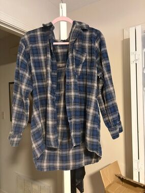 Cotton On Navy and Gray Flannel Shirt